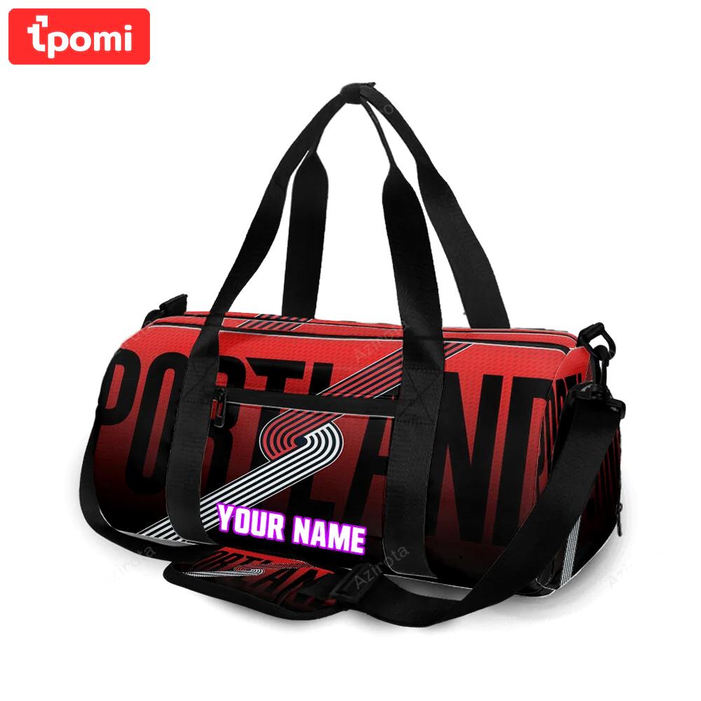Portland trail blazers red gray black personalized name travel bag gym bag 2302 Travel Bag