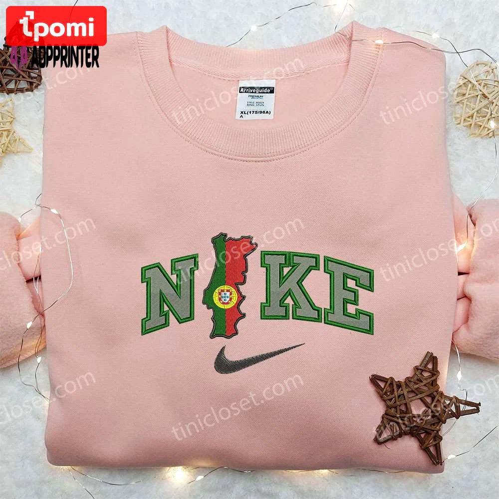 Portugal x nike embroidered sweatshirt: national day gift nike inspired shirt Embroidered Shirt