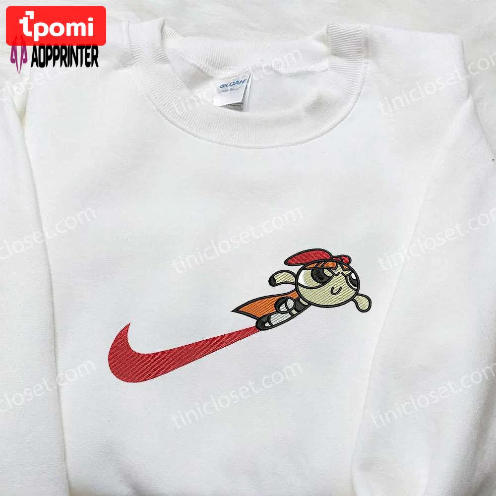 Powerpuff girls x nike embroidered shirt: blossom swoosh design nike-inspired style Embroidered Shirt