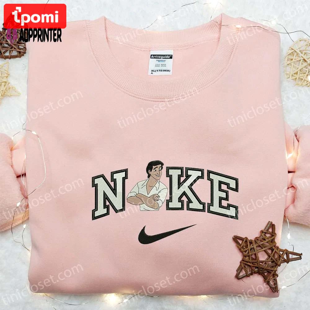 Prince eric x nike cartoon embroidered shirt – little mermaid inspired Embroidered Shirt