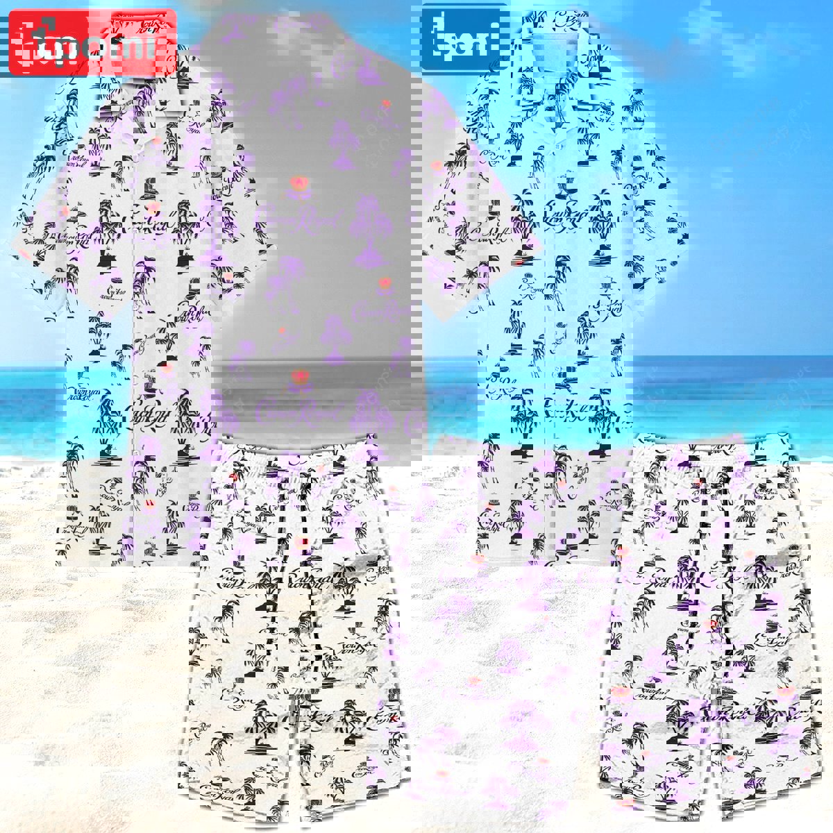 Purple crown royal palm tree all over print 3d unisex hawaiian shirt and beach short Hawaii Shirt Shorts & Flip Flops