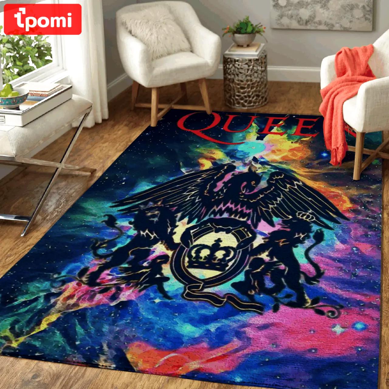 Queen band music pop art area rug area rug living room carpet rug regtangle carpet floor decor home decor Rectangle Rug