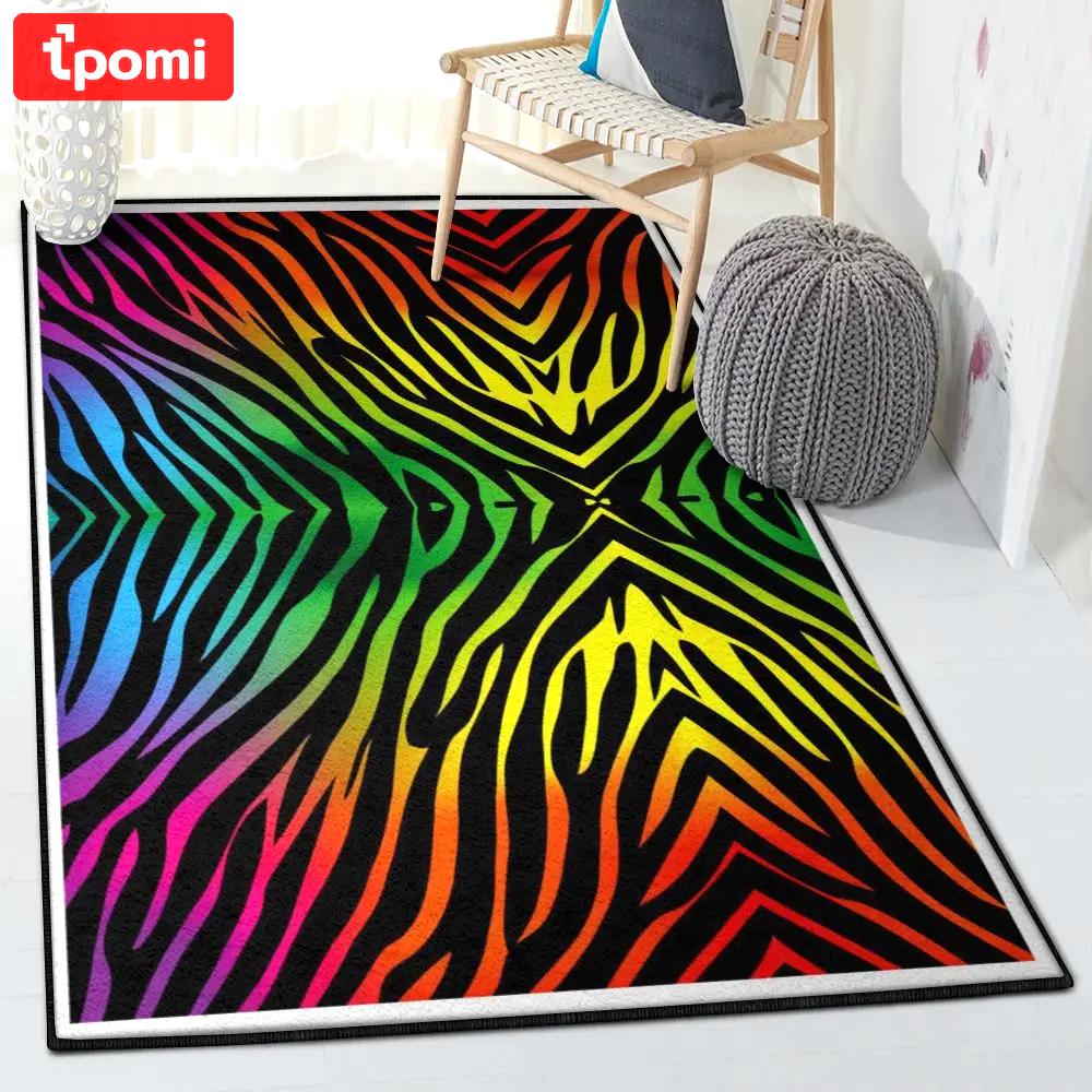 Rainbow indoor outdoor rugs, rainbow zebra rug Rectangle Rug
