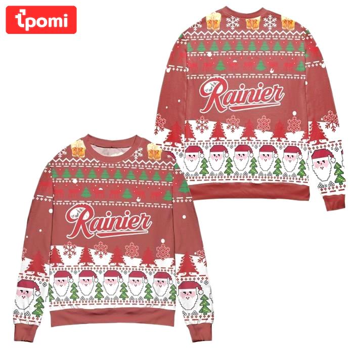 Rainier beer logo santa claus pattern ugly christmas  hot 2024 style 105 Christmas Ugly Sweater