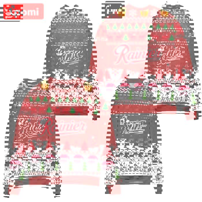 Rainier beer logo santa claus pattern ugly christmas sweater Christmas Ugly Sweater