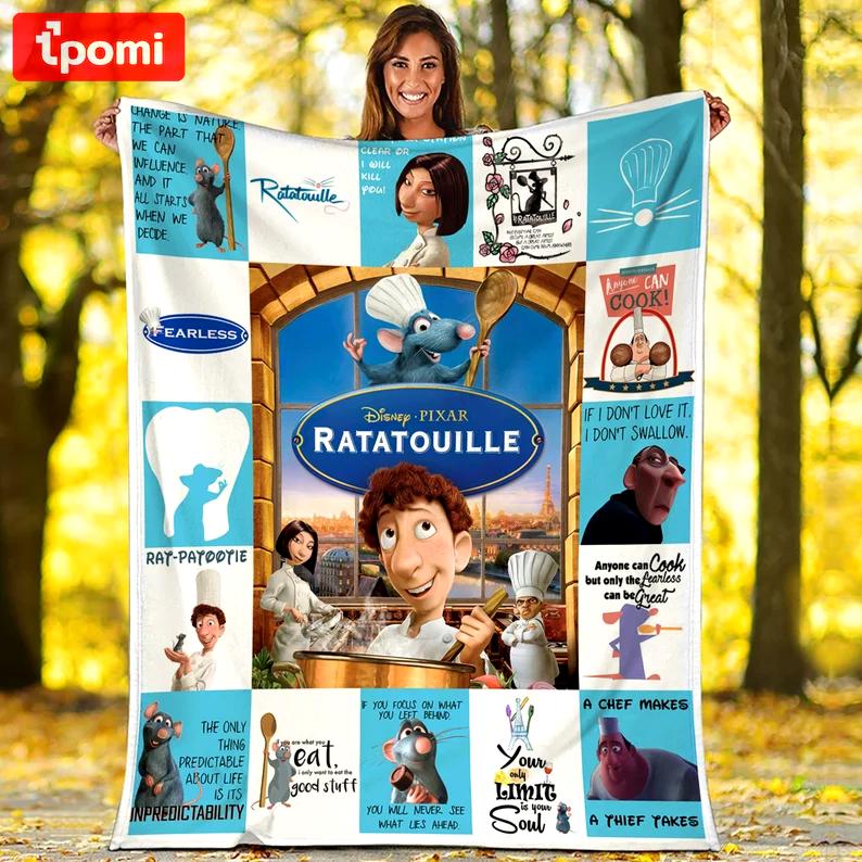 Ratatouille fleece blanket, ratatouille mouse blanket, alfredo linguini colette tatou, birthday gifts for kids, christmas gifts Quilt Blanket
