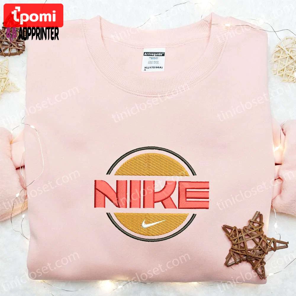 Retro nike logo embroidered shirt & hoodie: best gift idea Embroidered Shirt