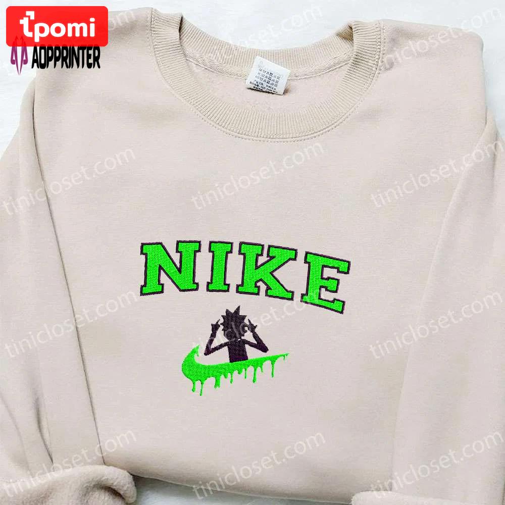 Rick sanchez x nike cartoon sweatshirt: best gift for family – rick and morty embroidered shirt Embroidered Shirt