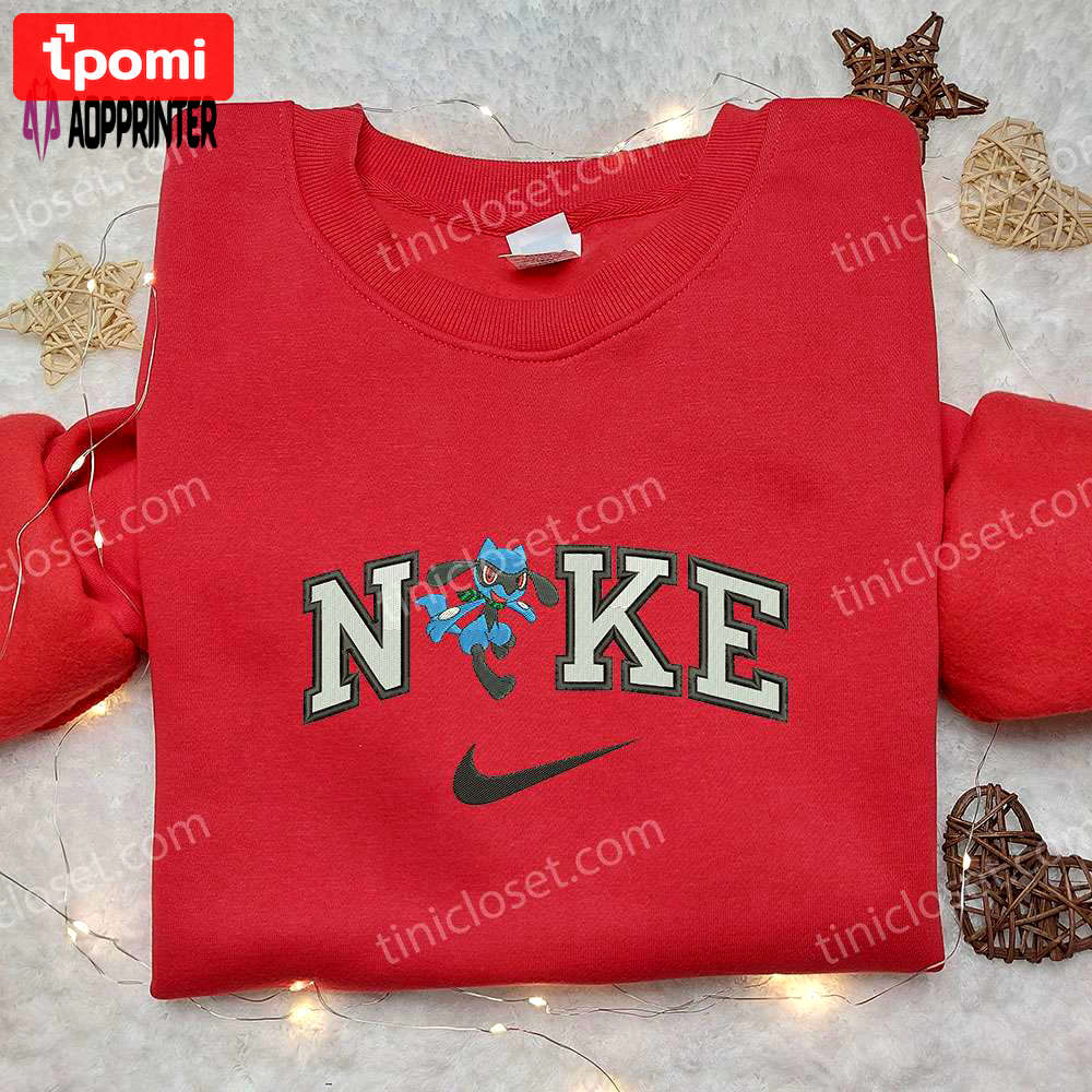Riolu x nike embroidered sweatshirt and shirt: pokemon & nike inspired designs Embroidered Shirt