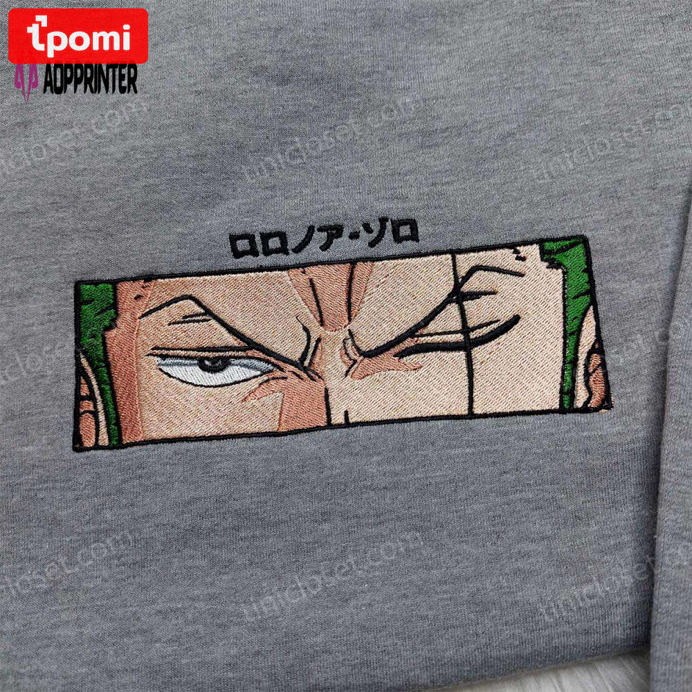 Roronoa zoro one piece embroidered shirt & sweatshirt – perfect anime gifts for fans Embroidered Shirt