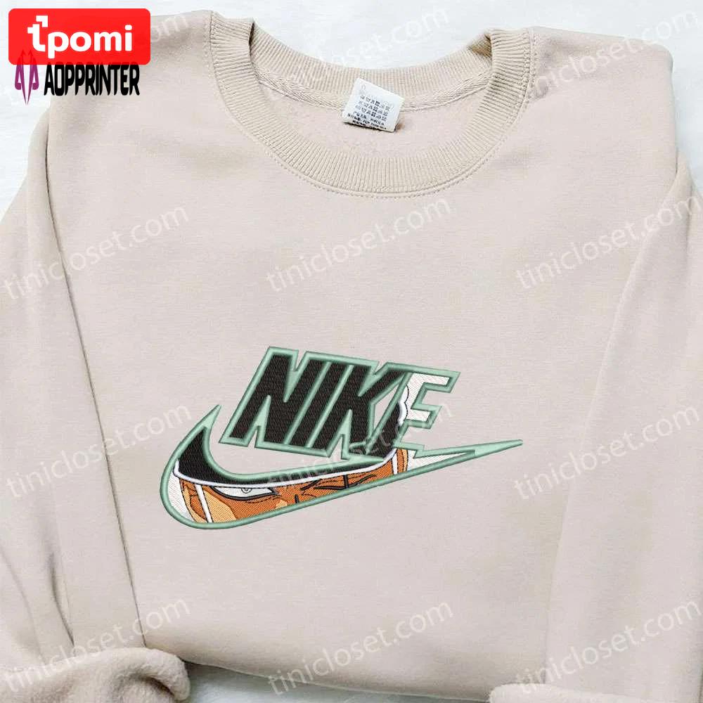 Roronoa zoro x nike anime embroidered sweatshirt – best one piece gift for family – birthday ideas Embroidered Shirt