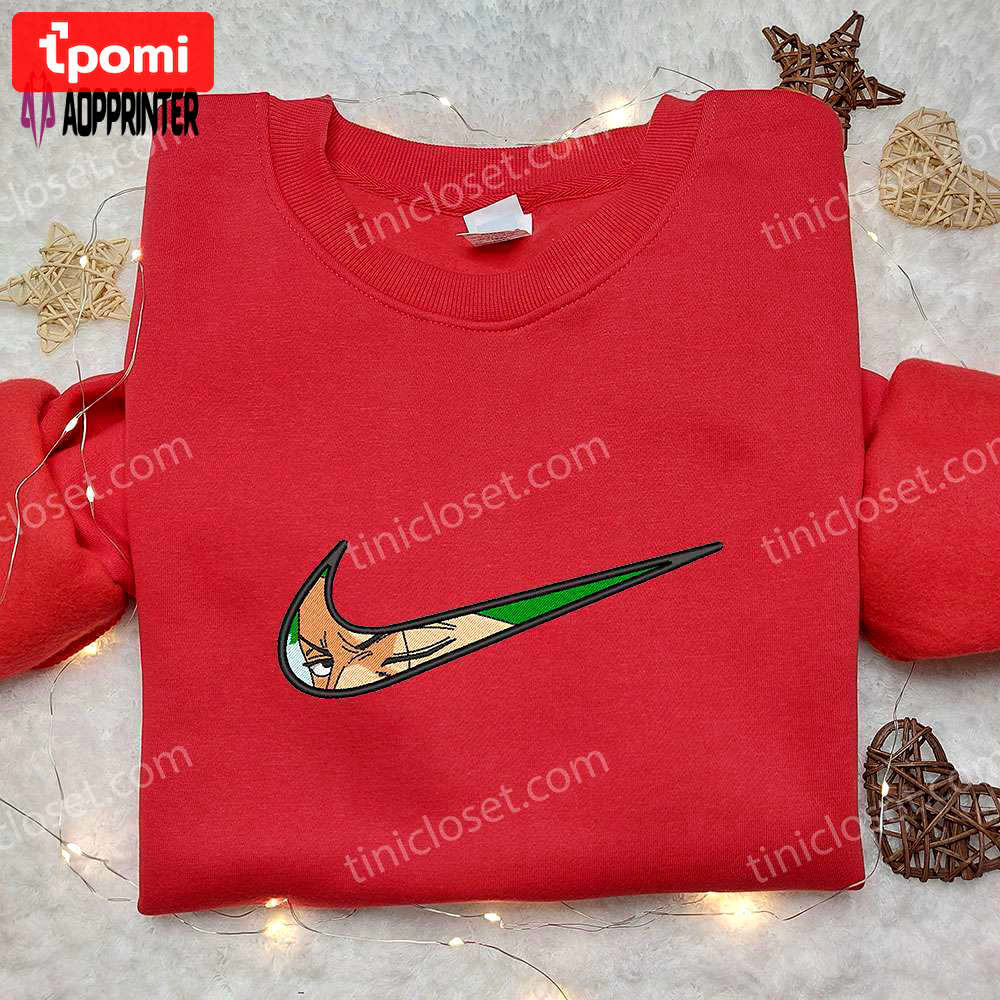 Roronoa zoro x nike hoodie & shirts: embroidered one piece & nike inspired apparel Embroidered Shirt
