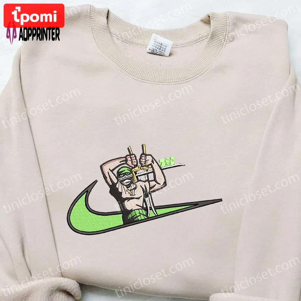 Roronoa zoro x swoosh embroidered sweatshirt – best one piece gift for family Embroidered Shirt