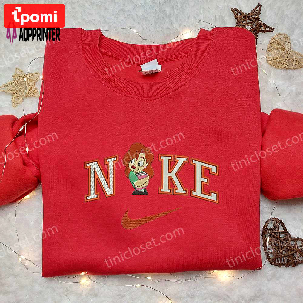 Roxanne x nike embroidered sweatshirt goofy movie walt disney shirt nike inspired shirt Embroidered Shirt