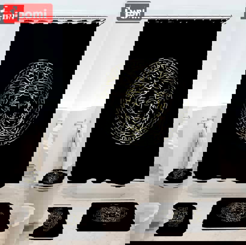 Rugs in living room and bedroom - Gianni versace bathroom set hot 2023 luxury shower curtain bath rug mat home decor 169 Bathroom Accessory Sets