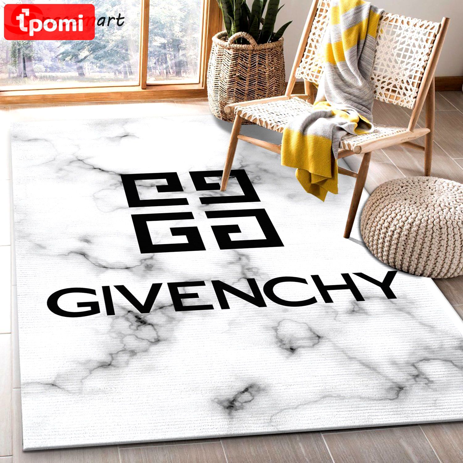 Rugs in living room and bedroom - Givenchy rug fashion brand rug floor decor home decor - rugs Rectangle Rug