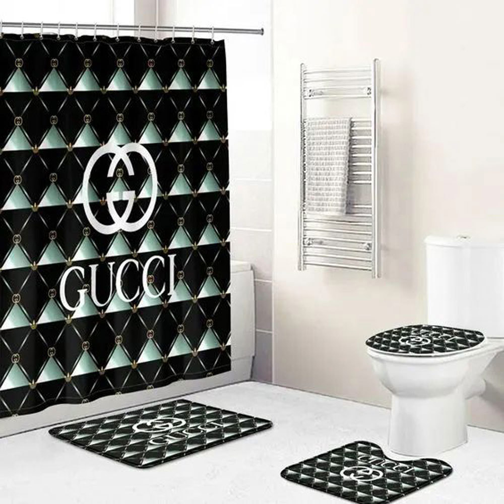 Rugs in living room and bedroom - Gucci bathroom set hot 2023 luxury shower curtain bath rug mat home decor 204 Bathroom Accessory Sets