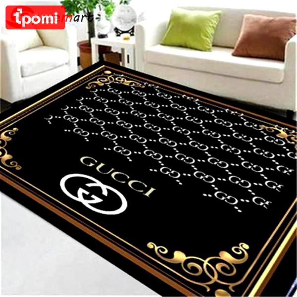 Rugs in living room and bedroom - Gucci logo inspired rug carpet dark living room carpet area rug - rugs Rectangle Rug