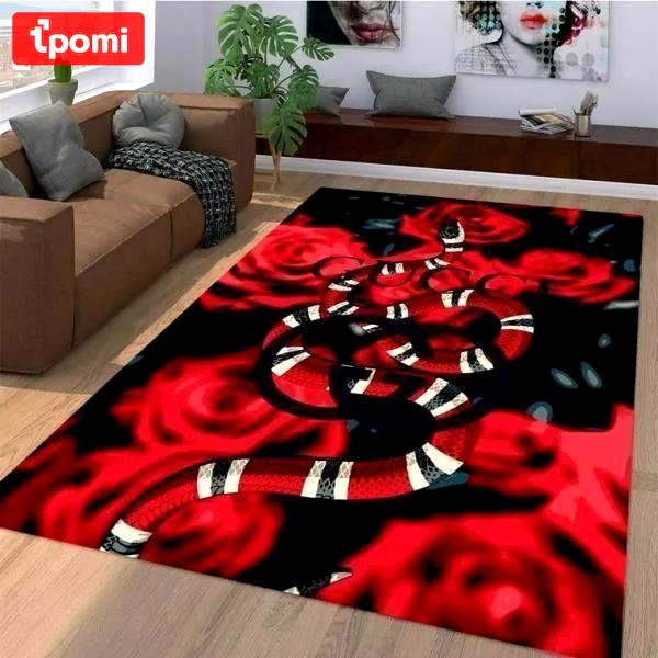 Rugs in living room and bedroom - Gucci snake rose luxury area rug for living room bedroom carpet home decorations mat  type 2 Rectangle Rug