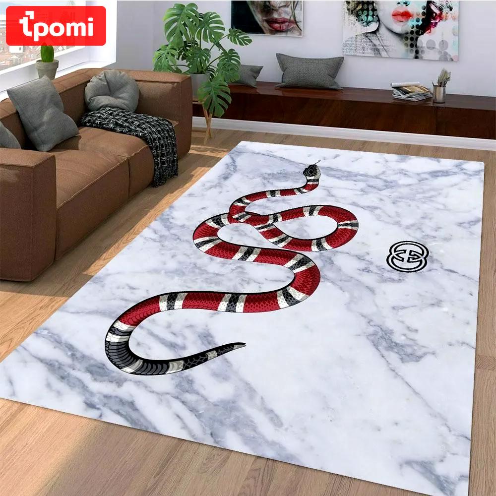 Rugs in living room and bedroom - Gucci snake white luxury area rug for living room bedroom carpet home decorations mat type 1 Rectangle Rug