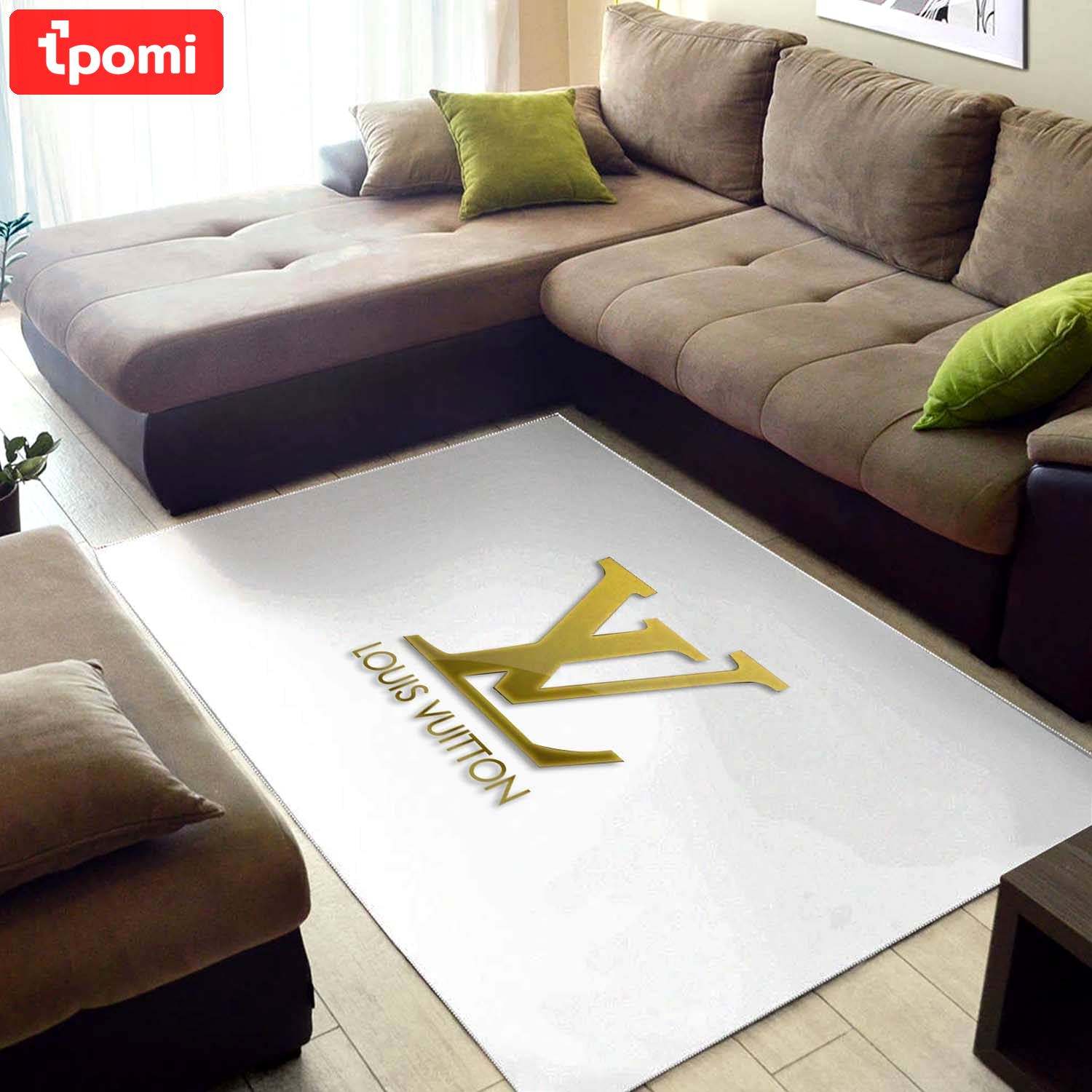 Rugs in living room and bedroom - Louis vuitton rug luxury floor carpet with gold louis vuitton logo Rectangle Rug