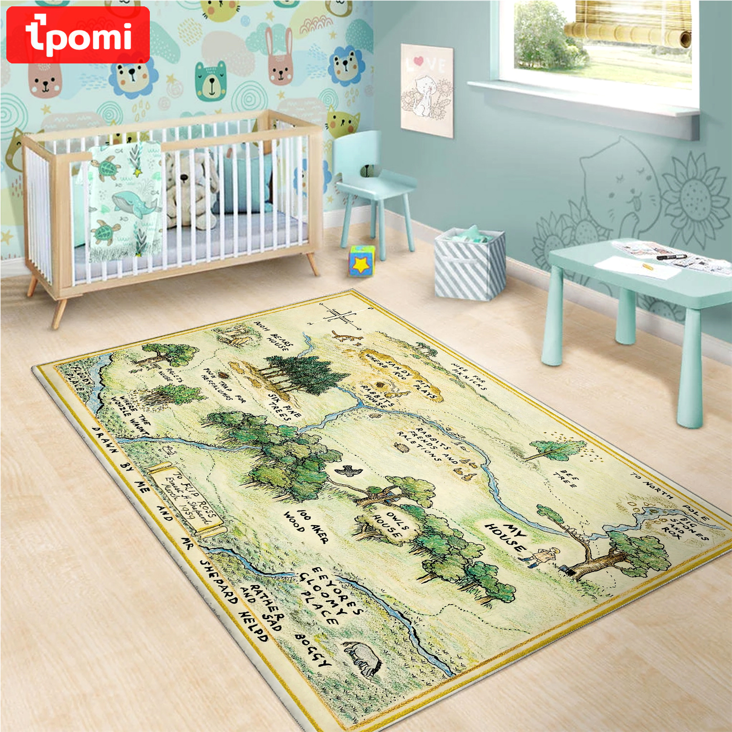 Rugs in living room and bedroom 100 acre wood map rug Rectangle Rug