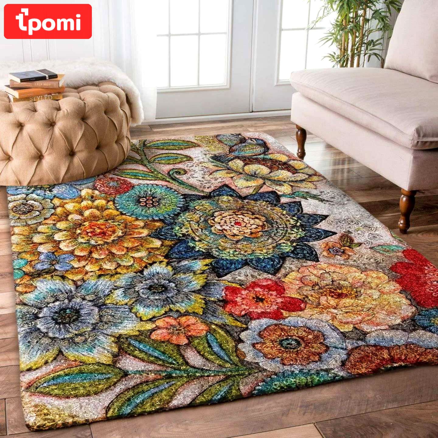 Rugs in living room and bedroom blooming flower rug carpet Rectangle Rug