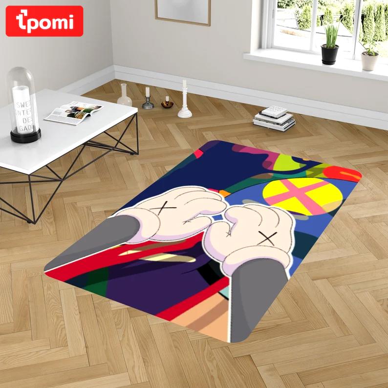 Rugs in living room and bedroom kaw abstract popart rug - kaw room rug - street style rug- gift for boyfriend- kaw carpet- kaw decor- boy room decor- cartoon kaw rug Rectangle Rug
