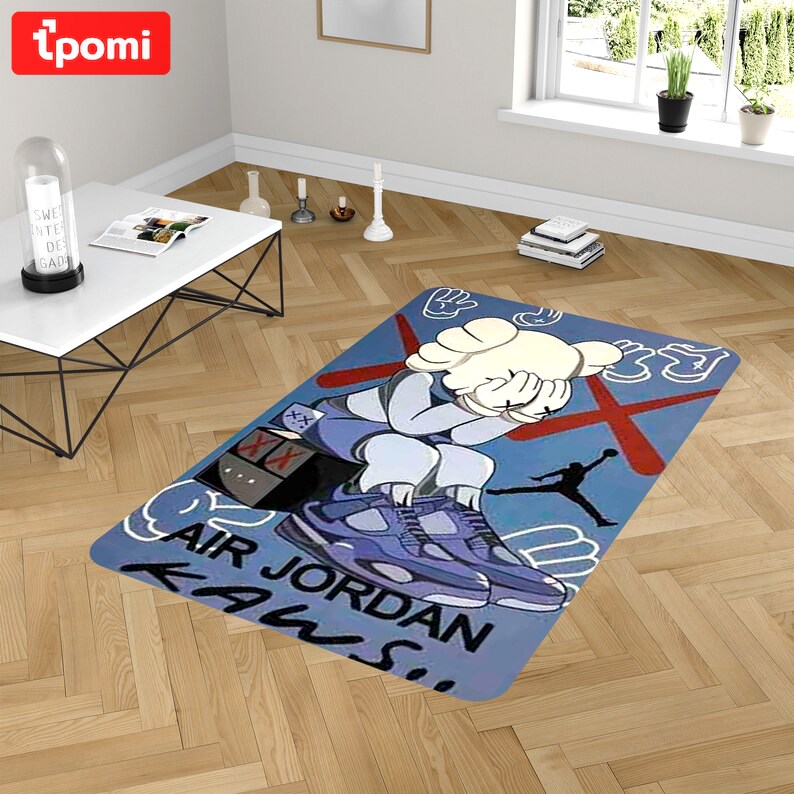Rugs in living room and bedroom kaw rug - kaw area rug - kaw sneaker rug- kaw carpet- kaw rug- hypebeast rug- kaw rug for boy- cartoon rug- boyfriend gift- best gift idea Rectangle Rug