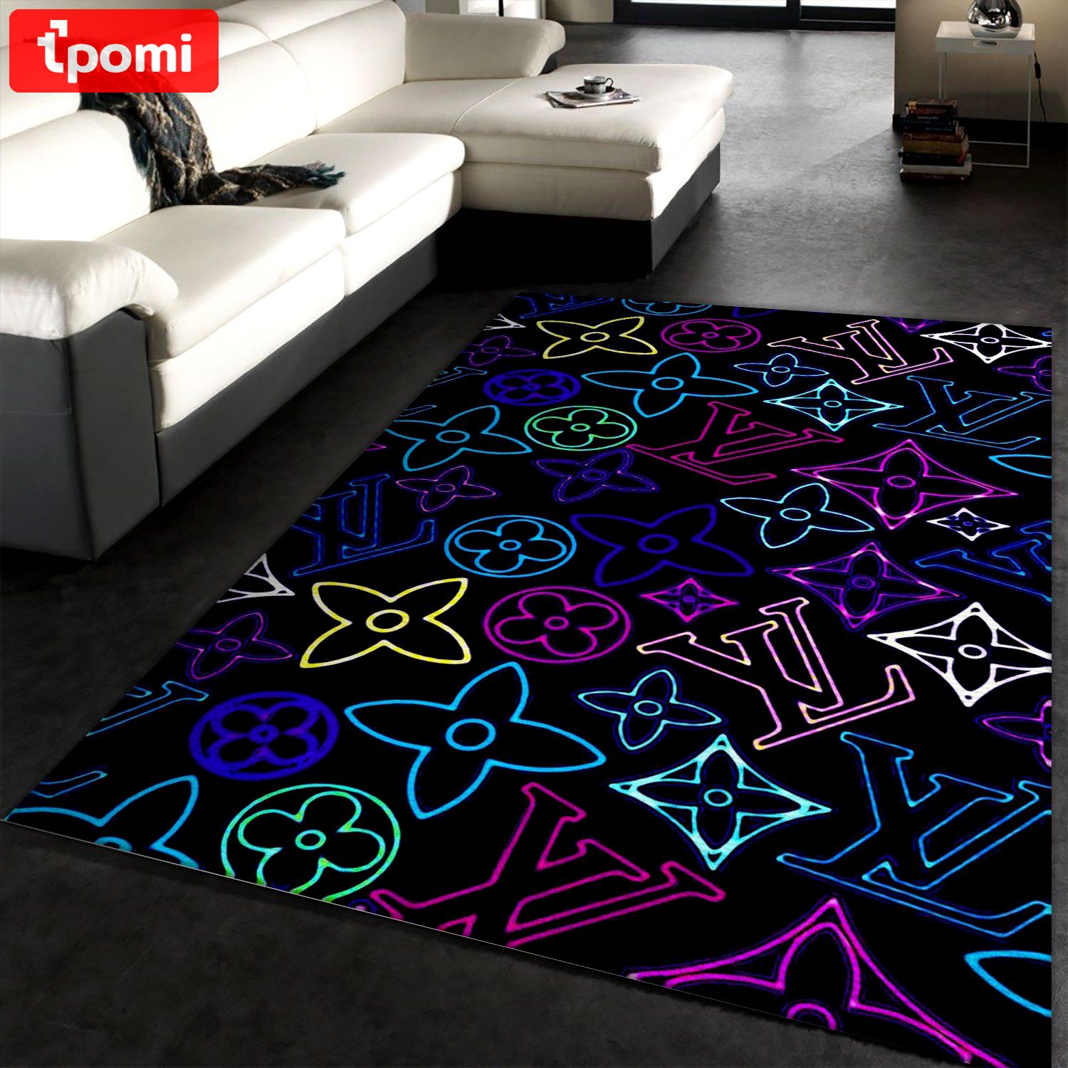 Rugs in living room and bedroom louis vuitton neon rug fashion brand rug christmas gift us decor Rectangle Rug