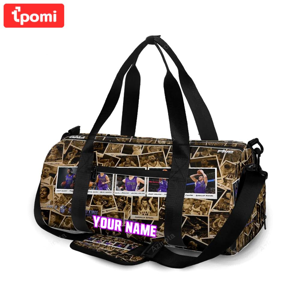Sacramento kings collage picture team personalized name travel bag gym bag 2343 Travel Bag