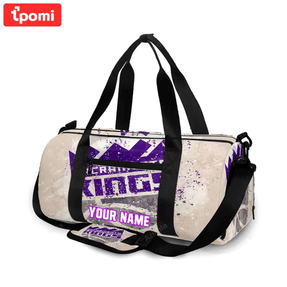 Sacramento kings emblem texture brush personalized name travel bag gym bag 2375 Travel Bag
