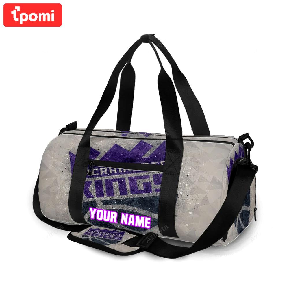 Sacramento kings emblem texture shape personalized name travel bag gym bag 2386 Travel Bag