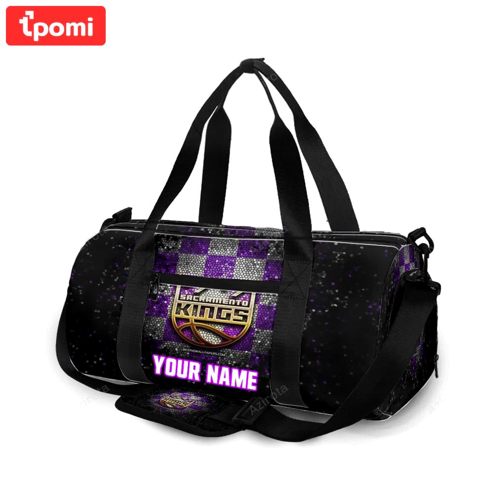 Sacramento kings emblem texture twinkle personalized name travel bag gym bag 2294 Travel Bag