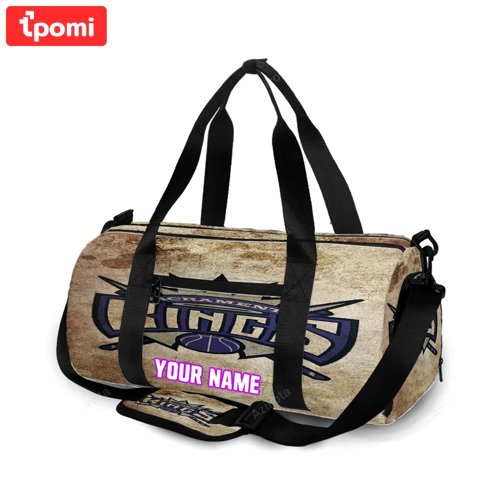 Sacramento kings emblem texture vintage personalized name travel bag gym bag 2312 Travel Bag