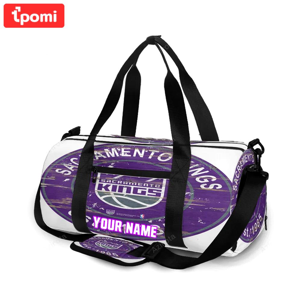 Sacramento kings emblem vintage personalized name travel bag gym bag 2247 Travel Bag