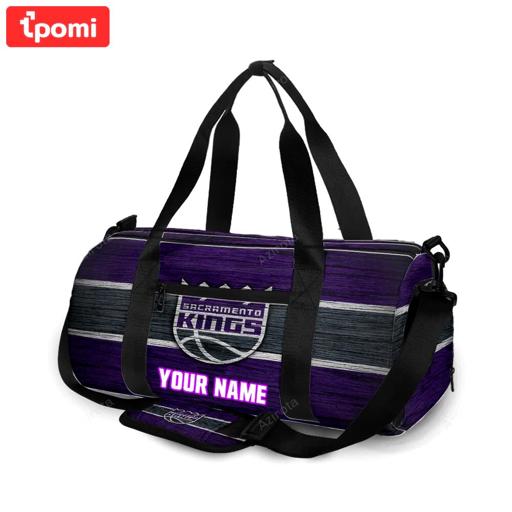 Sacramento kings emblem wood personalized name travel bag gym bag 2309 Travel Bag