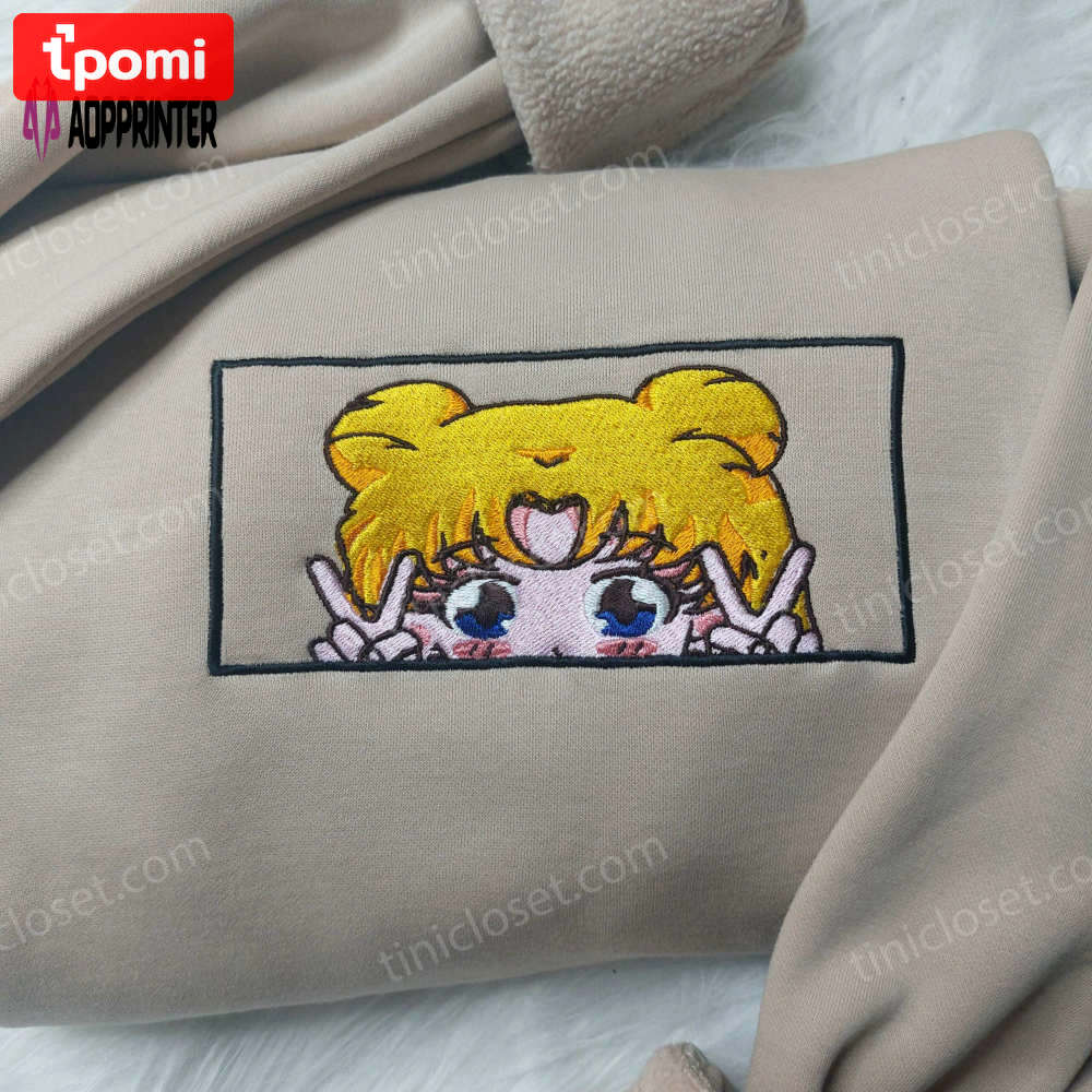 Sailor moon embroidered shirt: cute anime sweatshirt for girls Embroidered Shirt