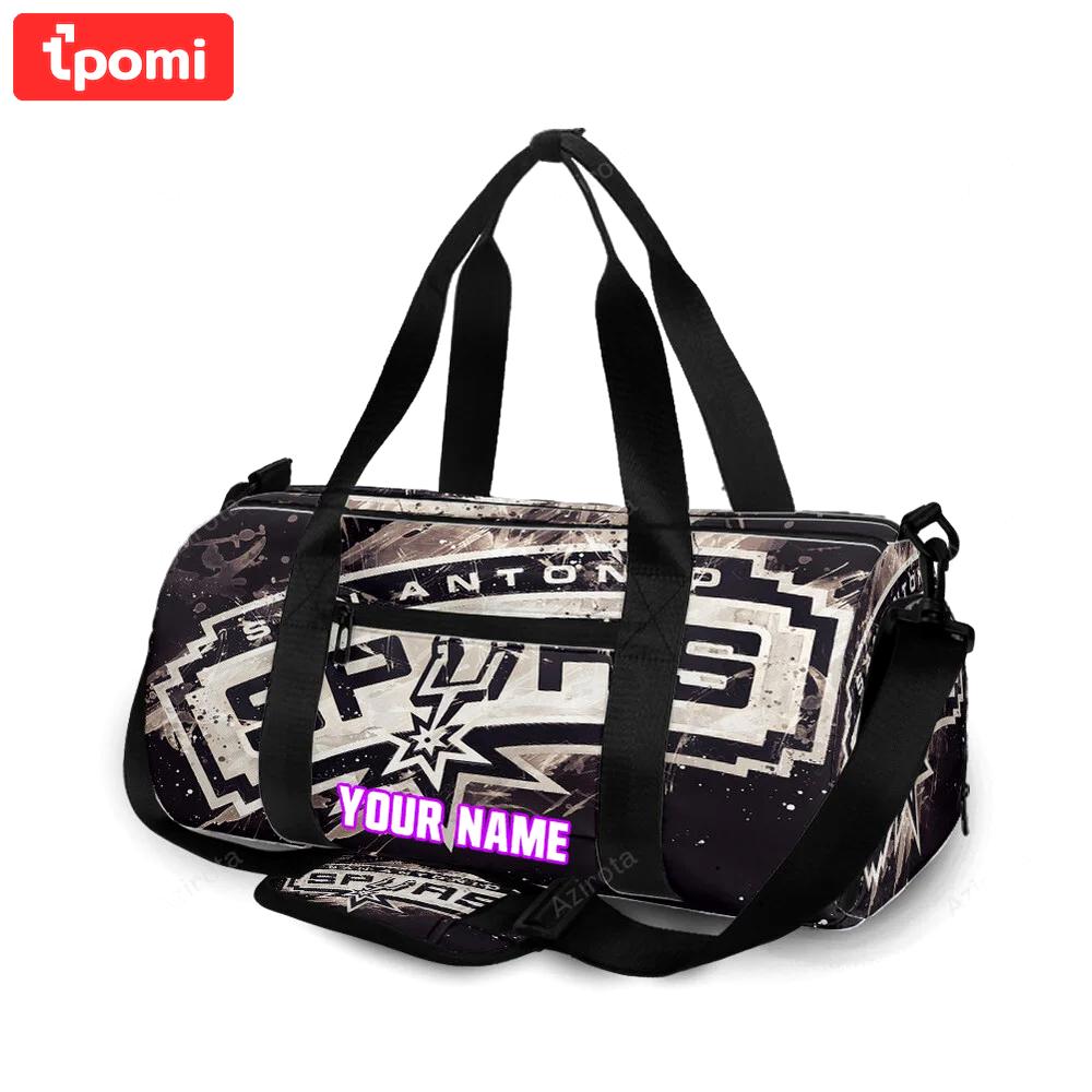 San antonio spurs black painting personalized name travel bag gym bag 2332 Travel Bag