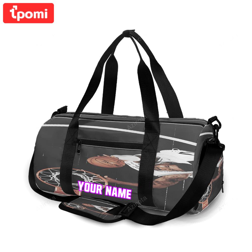 San antonio spurs player throwing ball personalized name travel bag gym bag 2256 Travel Bag