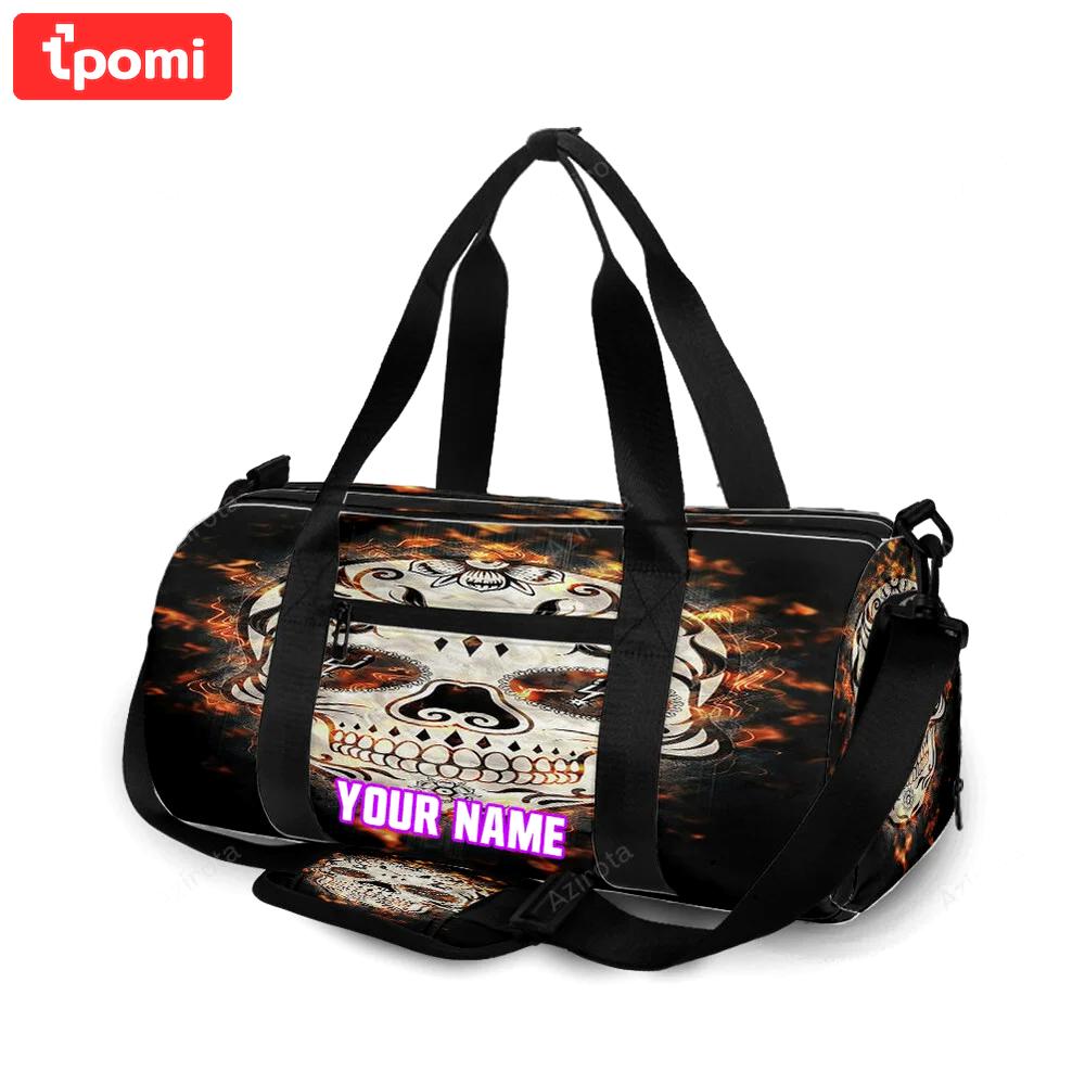 San antonio spurs skull fire personalized name travel bag gym bag 2640 Travel Bag