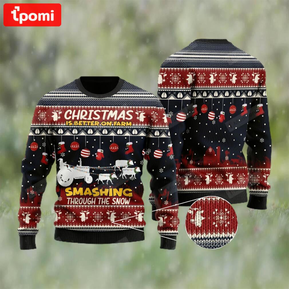Santa claus with reindeer cow for unisex ugly christmas sweater Christmas Ugly Sweater