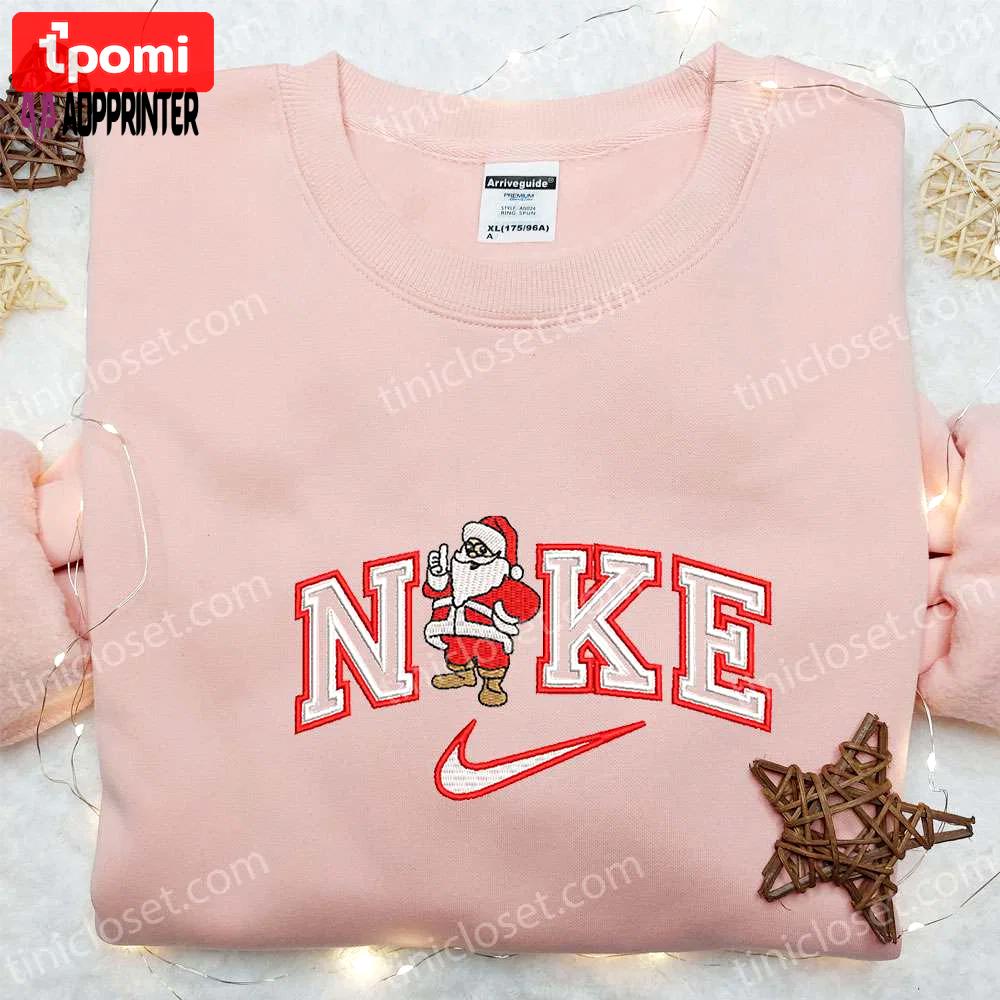 Santa claus x nike embroidered hoodie – festive christmas sweatshirt custom design Embroidered Shirt