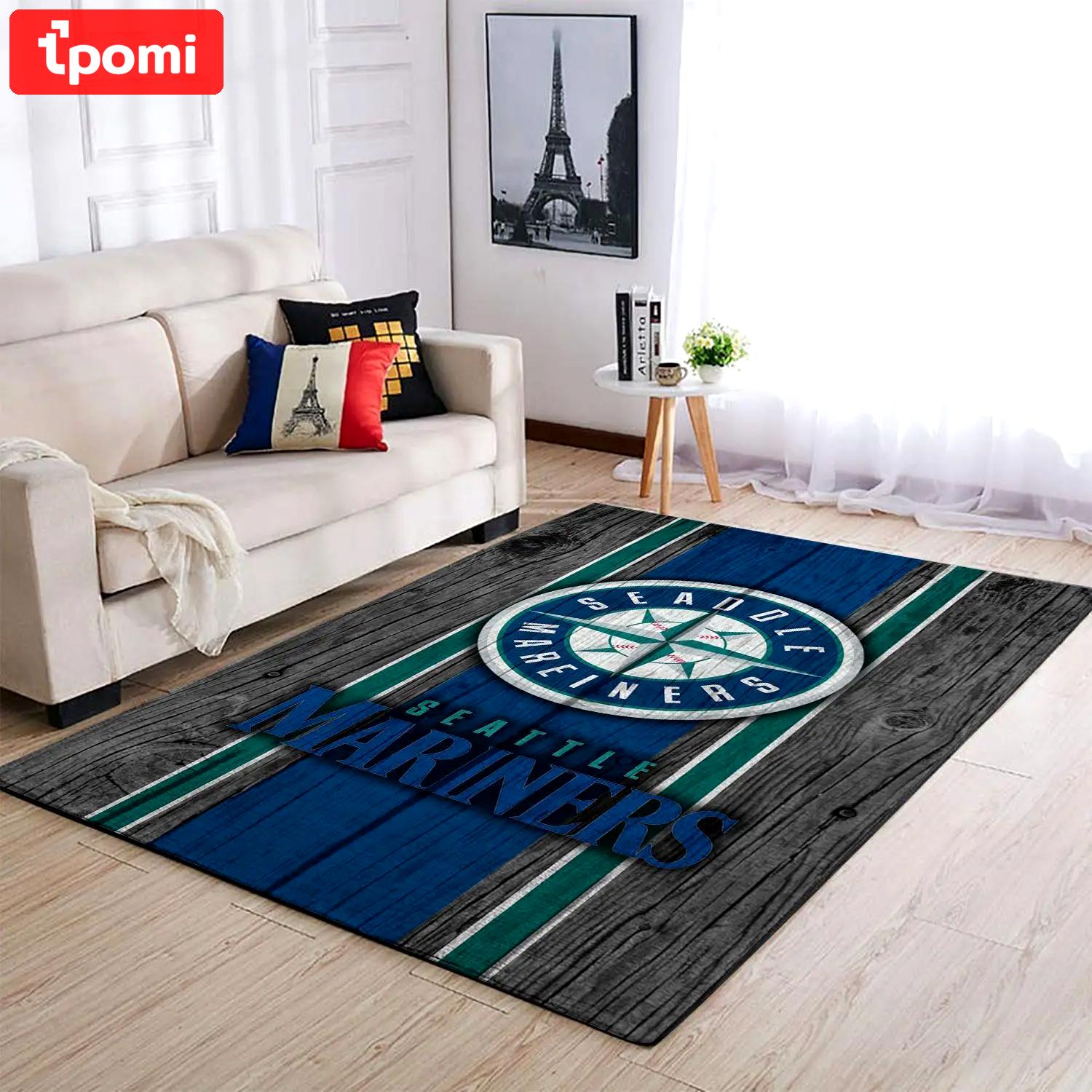 Seattle mariners wooden area rug mlb baseball team logo living room rugs 3 Rectangle Rug