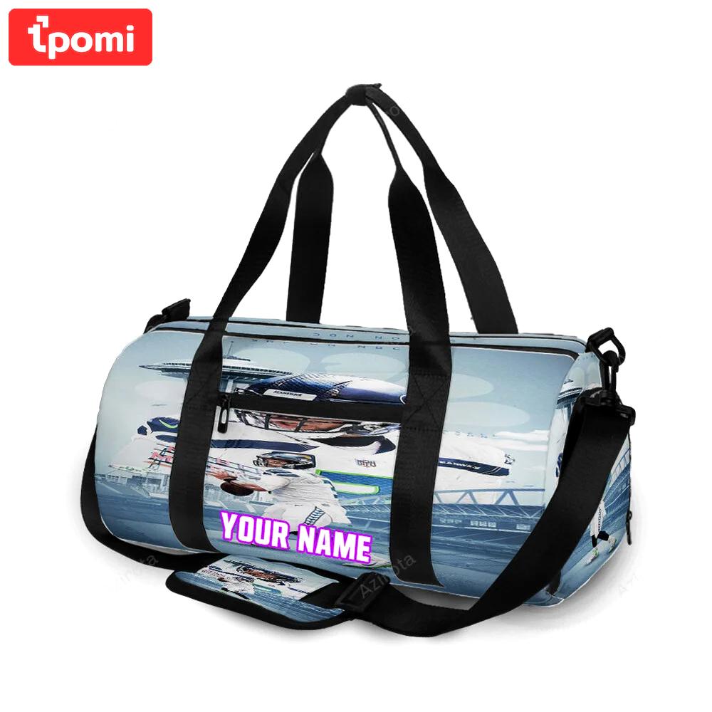 Seattle seahawks russell wilson1 personalized name travel bag gym bag 1835 Travel Bag