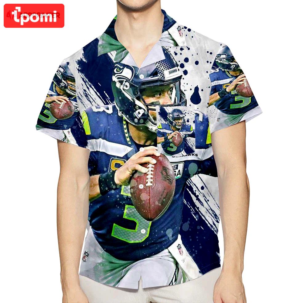 Seattle seahawks russell wilson13 3d all over print summer beach hawaiian shirt gift men women gift men women with pocket Hawaii Shirt