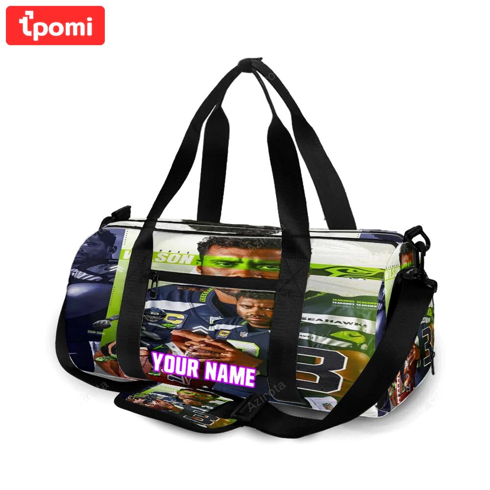 Seattle seahawks russell wilson5 personalized name travel bag gym bag 1720 Travel Bag