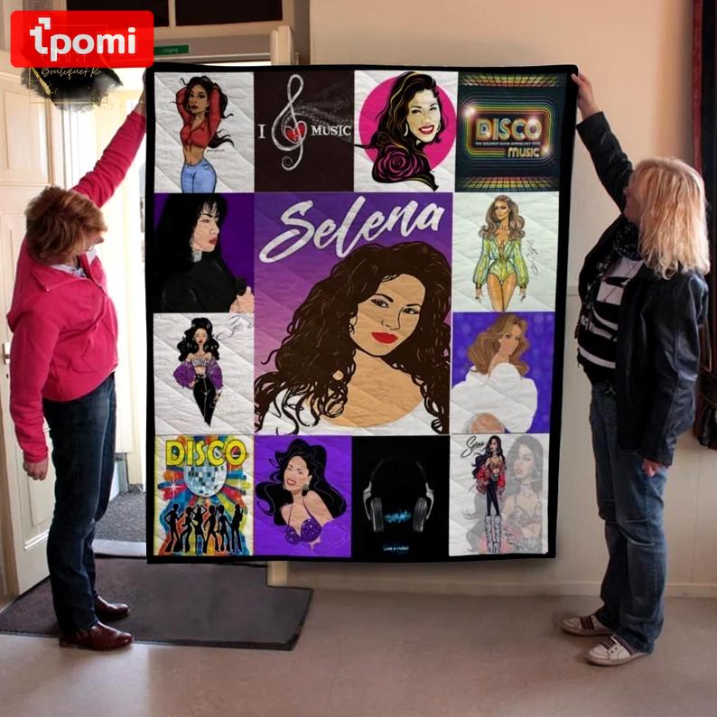 Selena quintanilla cartoon fleece blanket, mink sherpa blanket, queen of tejano music blanket, selena quintanilla quilt Quilt Blanket