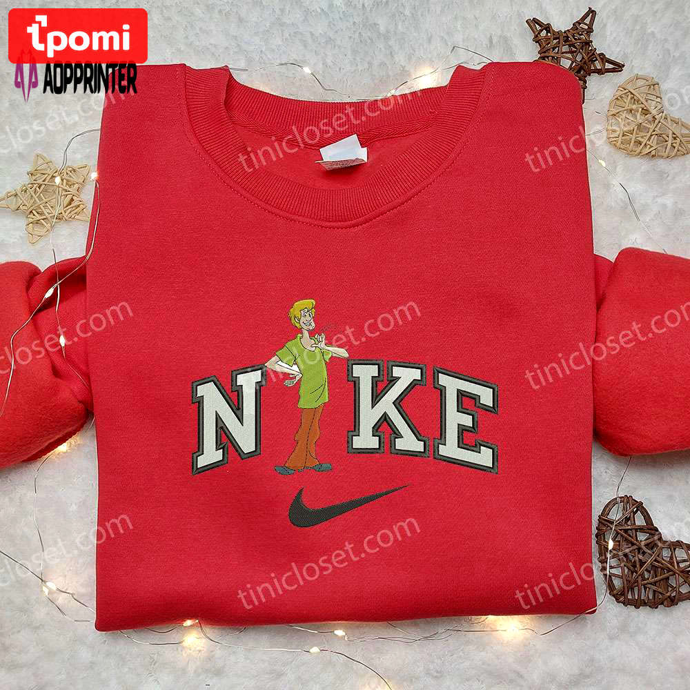 Shaggy rogers x nike embroidered shirt scooby doo & custom nike apparel Embroidered Shirt