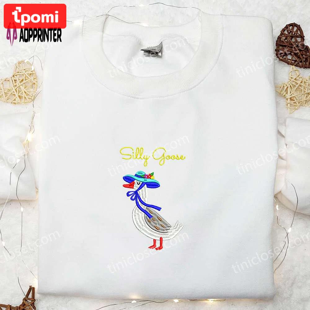 Silly goose animal & funny embroidered shirt: unique & playful designs! Embroidered Shirt